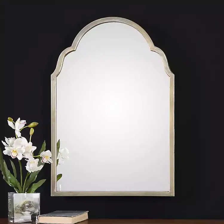 Kirklands Home Framed Mirrors|Antiqued Silver Champagne Arched Mirror