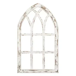 Kirklands Home Wall Plaques|Antiqued Window Pane Arch Plaque White