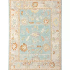 Kirklands Home Area Rugs|Aqua and Beige Bohemian Area Rug, 5x8
