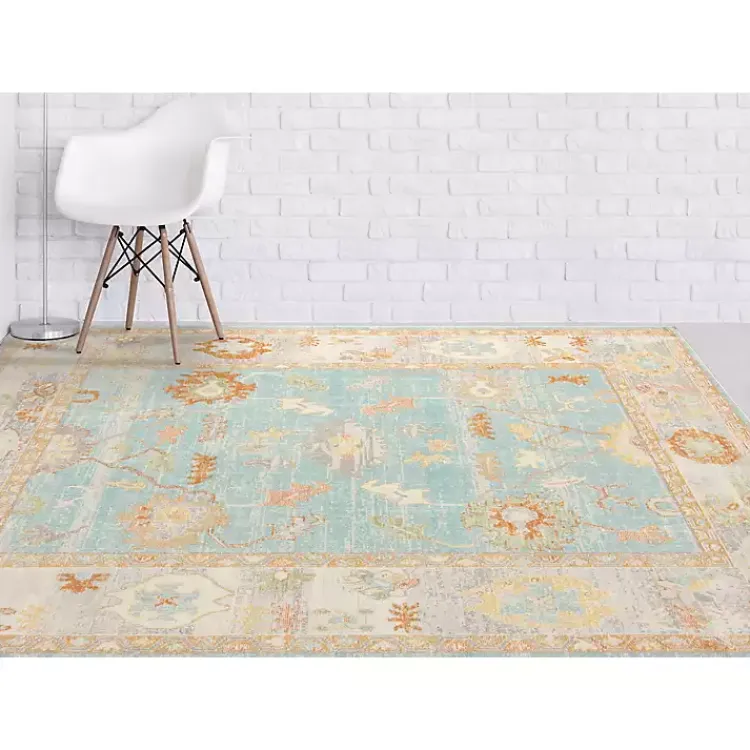 Kirklands Home Area Rugs|Aqua and Beige Bohemian Area Rug, 5x8