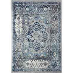Kirklands Home Area Rugs|Aqua and Gray Alex Loomed Area Rug, 7x9