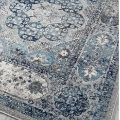 Kirklands Home Area Rugs|Aqua and Gray Alex Loomed Area Rug, 7x9