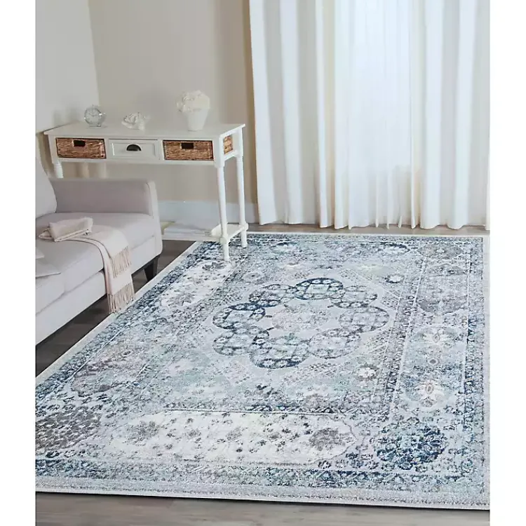 Kirklands Home Area Rugs|Aqua and Gray Alex Loomed Area Rug, 7x9