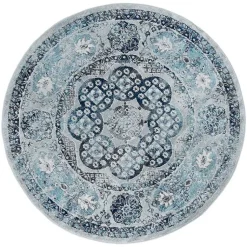 Kirklands Home Area Rugs|Aqua and Gray Alex Round Area Rug, 6x6