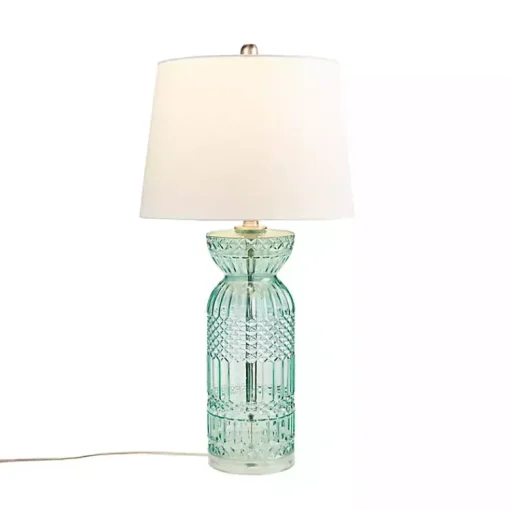 Kirklands Home Table Lamps|Aqua Textured Glass Luxuria Table Lamp Blue
