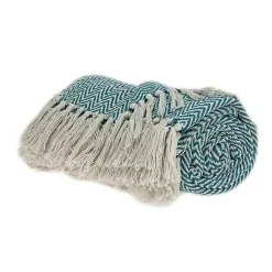 Best Aqua Chevron Cotton Handloomed Tassel Throw Blankets & Throws