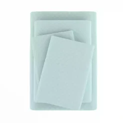 Kirklands Home Bed Sheets|Aqua Embossed Checkered 3-pc. Twin Sheet Set Blue