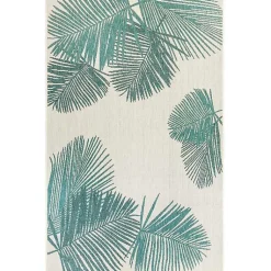Kirklands Home Outdoor Rugs|Aqua Forest Leaf Indoor/Outdoor Area Rug, 6x9
