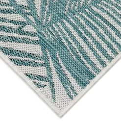 Kirklands Home Outdoor Rugs|Aqua Forest Leaf Indoor/Outdoor Area Rug, 6x9