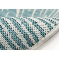 Kirklands Home Outdoor Rugs|Aqua Forest Leaf Indoor/Outdoor Area Rug, 6x9