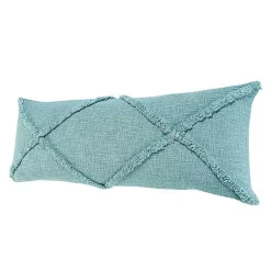 Clearance Aqua Fringe Diamond Lumbar Pillow Pillows