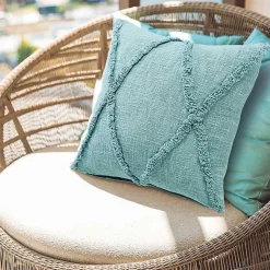 New Aqua Fringe Diamond Pillow, 20 in. Pillows