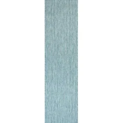 Kirklands Home Outdoor Rugs|Aqua Intertwine Indoor/Outdoor Runner Blue