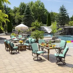 Kirklands Home Outdoor Cushions & Pillows|Aqua Leala Texture Outdoor Chaise Cushion Blue