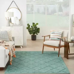 Kirklands Home Outdoor Rugs|Aqua Trellis Indoor/Outdoor Area Rug, 6x9 Blue