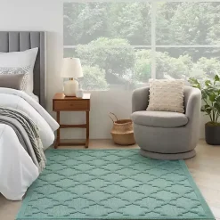 Kirklands Home Outdoor Rugs|Aqua Trellis Indoor/Outdoor Area Rug, 6x9 Blue