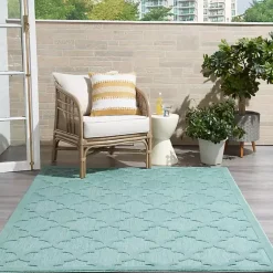 Kirklands Home Outdoor Rugs|Aqua Trellis Indoor/Outdoor Area Rug, 6x9 Blue