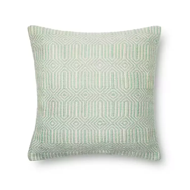 Kirklands Home Outdoor Cushions & Pillows|Aquamarine Woven Geometric Outdoor Throw Pillow Green