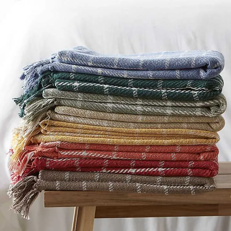 New Artichoke Plaid Fringed Throw Blankets & Throws