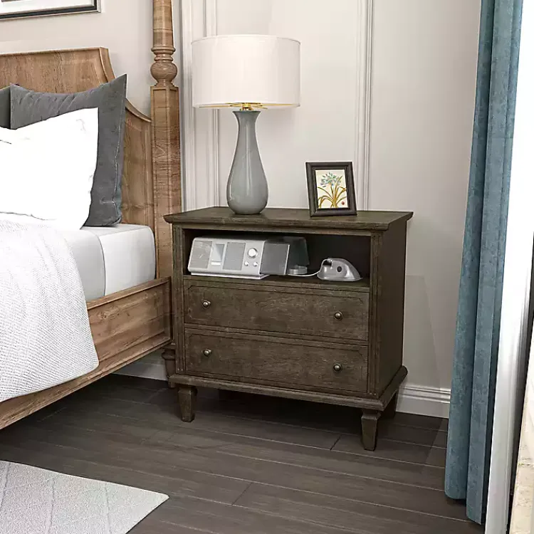 Kirklands Home Nightstands|Ash 2-Drawer Wood Nightstand Brown