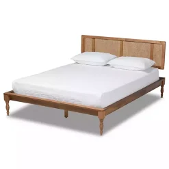 Kirklands Home Beds & Headboards|Ash Walnut Wrap-Around Rattan Platform Queen Bed Brown
