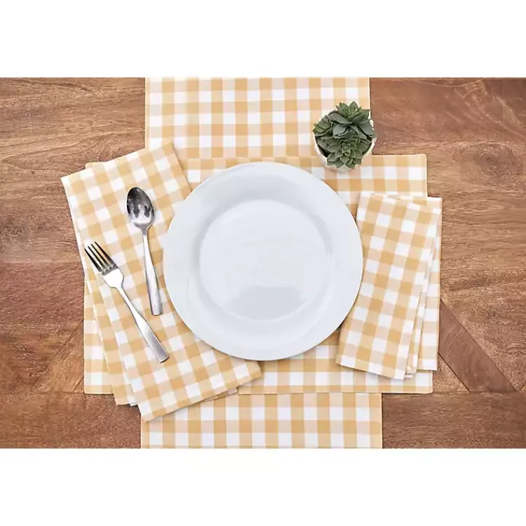 Kirklands Home Table Linens|Ashford Buffalo Check Table Runner Yellow