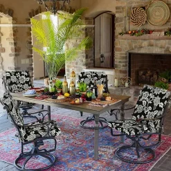 Kirklands Home Outdoor Cushions & Pillows|Ashland Jacobean Luxe Outdoor Dining Chair Cushion Black
