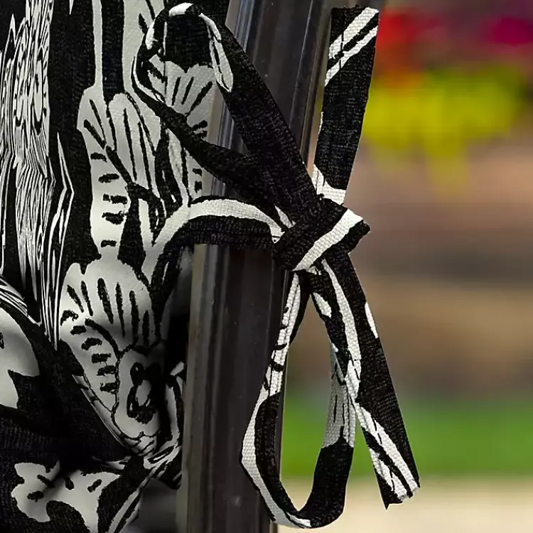 Kirklands Home Outdoor Cushions & Pillows|Ashland Jacobean Luxe Outdoor Dining Chair Cushion Black