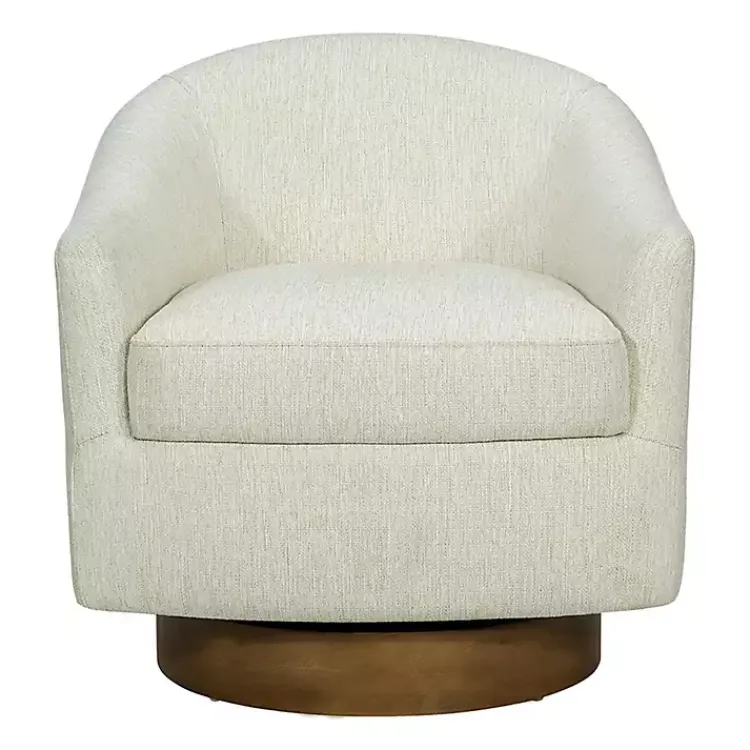 Kirklands Home Accent Chairs|Ashton Cream Swivel Chair with Wood Base White