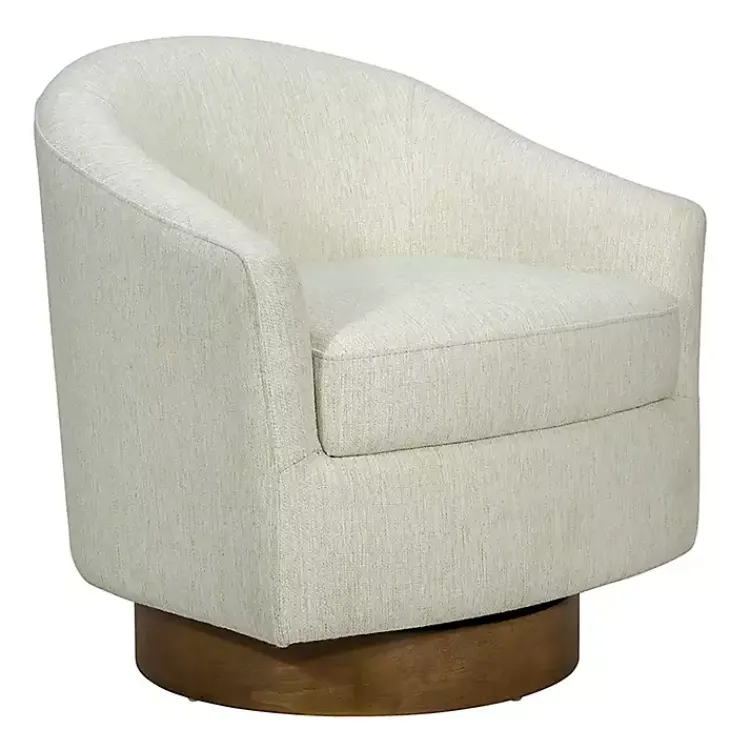 Kirklands Home Accent Chairs|Ashton Cream Swivel Chair with Wood Base White