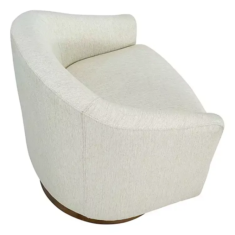 Kirklands Home Accent Chairs|Ashton Cream Swivel Chair with Wood Base White
