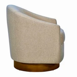 Kirklands Home Accent Chairs|Ashton Swivel Chair with Wood Base Tan