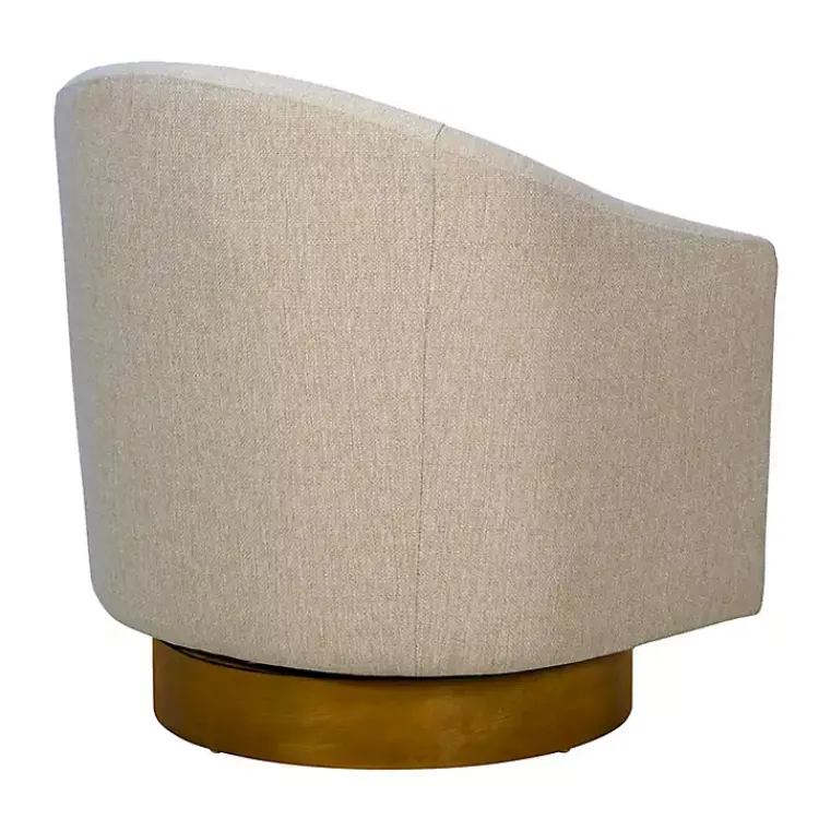 Kirklands Home Accent Chairs|Ashton Swivel Chair with Wood Base Tan