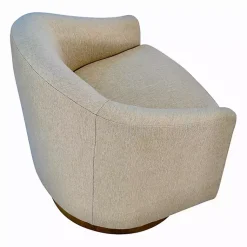 Kirklands Home Accent Chairs|Ashton Swivel Chair with Wood Base Tan