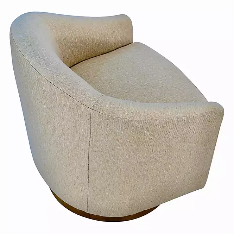 Kirklands Home Accent Chairs|Ashton Swivel Chair with Wood Base Tan