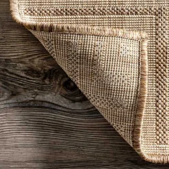 Kirklands Home Outdoor Rugs|Asia Stripe Border Outdoor Rug, 8x10 Brown