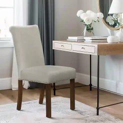 Kirklands Home Dining Chairs|Aubrey Natural Upholstered 2-pc. Dining Chair Set Tan