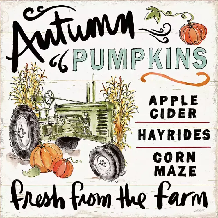 Clearance Autumn Pumpkin Tractor Framed Wall Art Fall