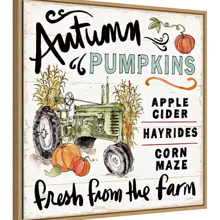 Clearance Autumn Pumpkin Tractor Framed Wall Art Fall