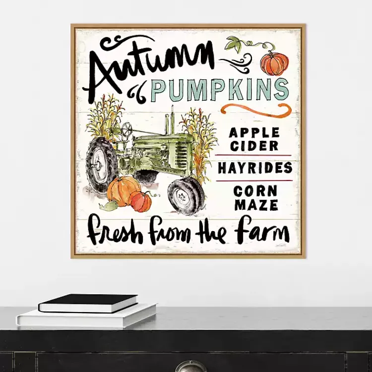 Clearance Autumn Pumpkin Tractor Framed Wall Art Fall