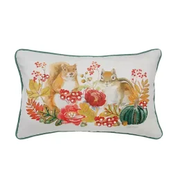 Sale Autumn Squirrel and Chipmunk Lumbar Pillow Fall