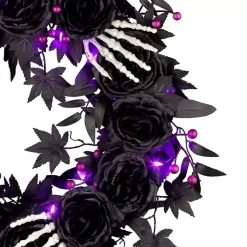 Outlet Bad to the Bone Black Roses Wreath Halloween