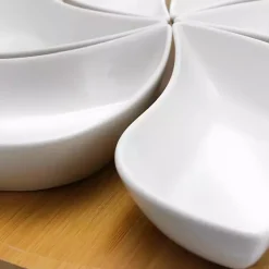 Kirklands Home Serving & Entertaining|Bamboo 6 Piece Ceramic Flower Set Lazy Susan