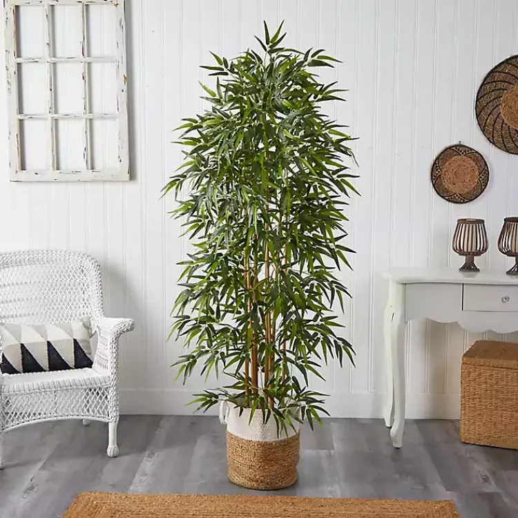 Sale Bamboo Tree in Woven Basket, 6 ft. Trees & Topiaries