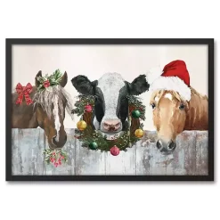 Hot Barn Animals Black Framed Canvas Art Print Christmas Art & Wall Decor