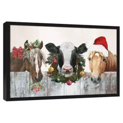 Hot Barn Animals Black Framed Canvas Art Print Christmas Art & Wall Decor