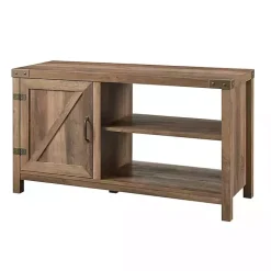 Kirklands Home Tv Stands & Media Consoles|Barn Door Rustic Oak TV Stand with Open Shelves Brown
