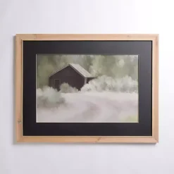 Kirklands Home Framed Art|Barn Landscape Black Mat Framed Art Print