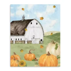 Discount Barn with Pumpkins Canvas Art Print, 20x16 in. Fall