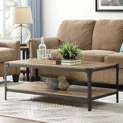 Kirklands Home Coffee Tables|Barnwood Angle Iron Coffee Table Brown